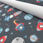 Space Rockets Charcoal Blackout