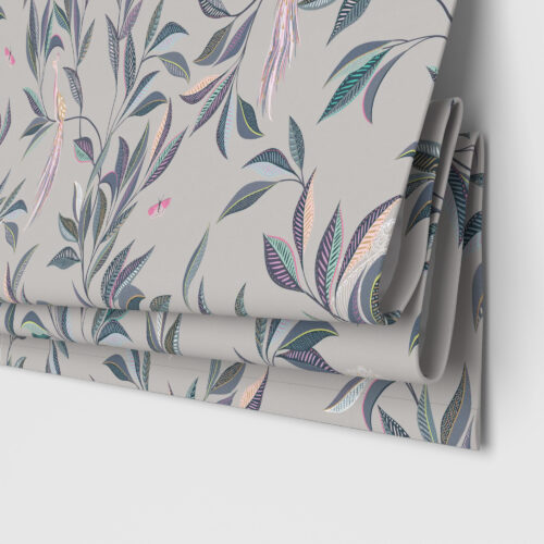Sara Miller Ornamental Peacock Warm Grey Motorised