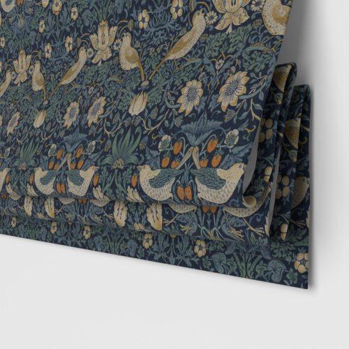 William Morris At Home Strawberry Thief Woad Motorised