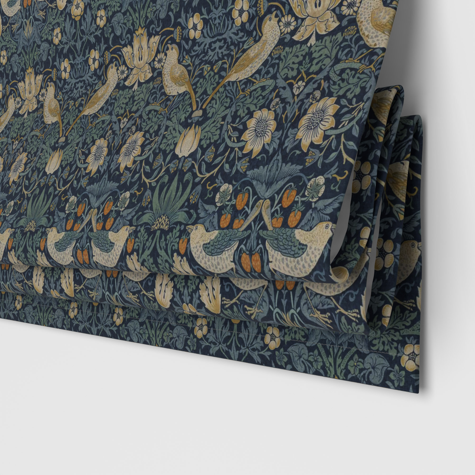 William Morris At Home Strawberry Thief Woad Motorised
