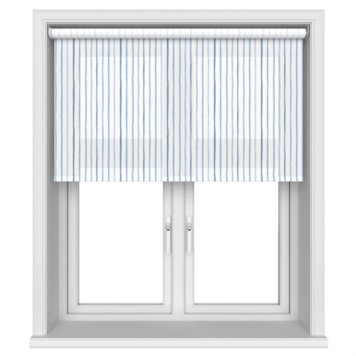 Laura Ashley Painterly Stripe Dark Seaspray Motorised