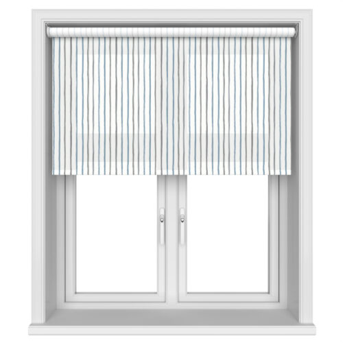 Laura Ashley Painterly Stripe Pale Steel Motorised