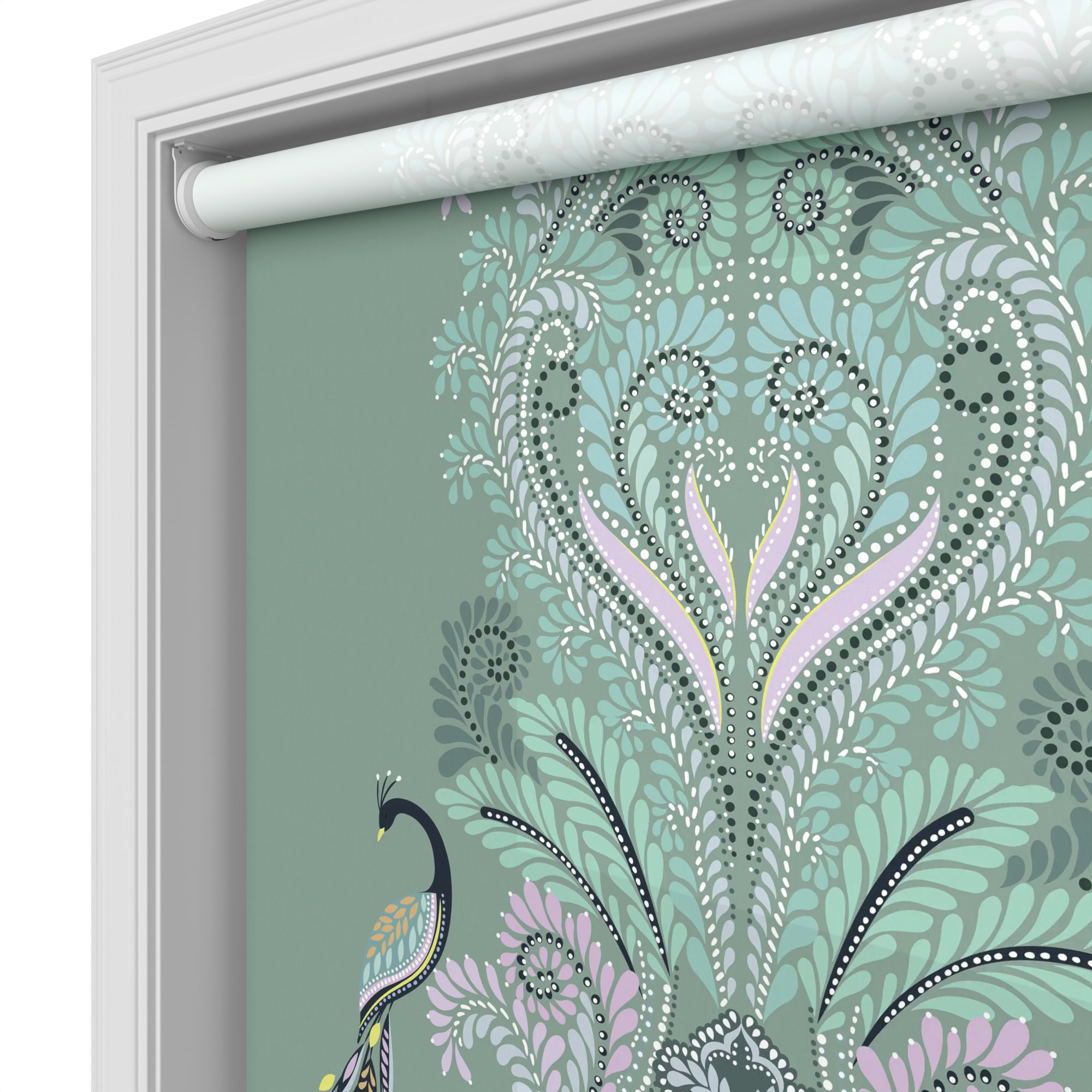 Sara Miller Peacock Filigree Sage Green Motorised - Image 4