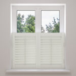 Stone Grey Cafe Style Plantation Shutters