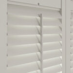 Stone Grey Cafe Style Plantation Shutters