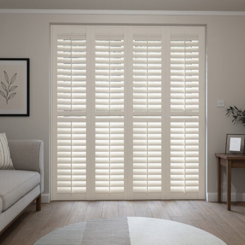 Almond Cream Full Height Plantation Shutters