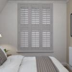 Dove Grey Tier On Tier Plantation Shutters
