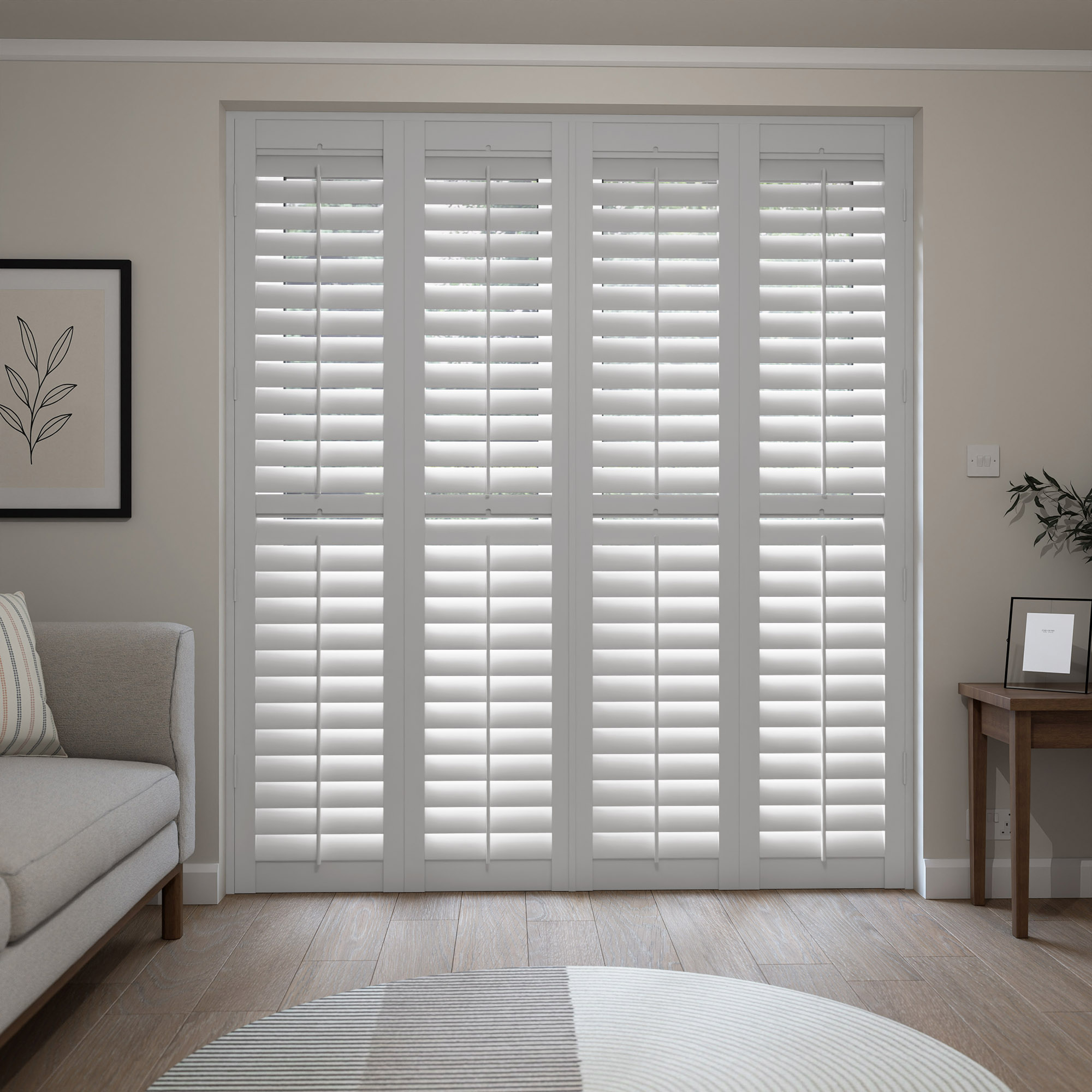 Pebble Grey Full Height Plantation Shutters