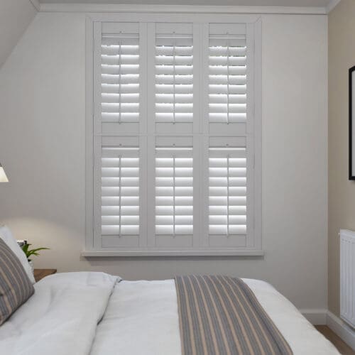 Pebble Grey Tier On Tier Plantation Shutters