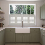 Stone Grey Cafe Style Plantation Shutters