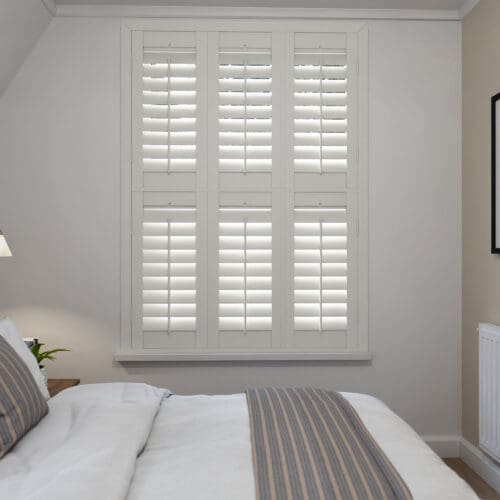 Stone Grey Tier On Tier Plantation Shutters