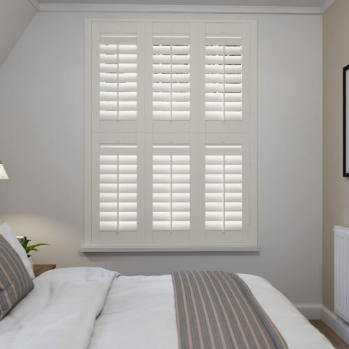 TradeChoice Linen White Tier On Tier Plantation Shutters