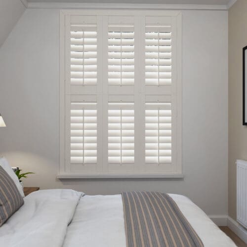 Linen White Tier On Tier Plantation Shutters