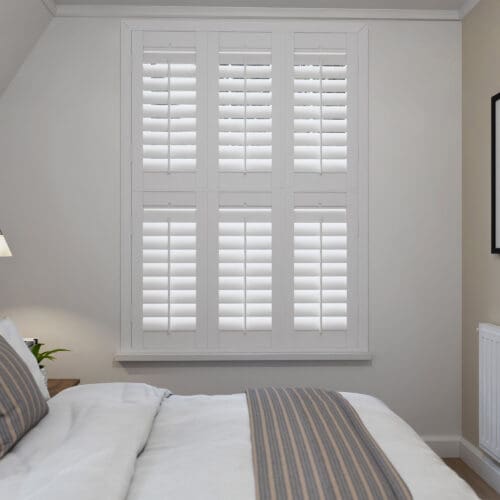Pure White Tier On Tier Plantation Shutters