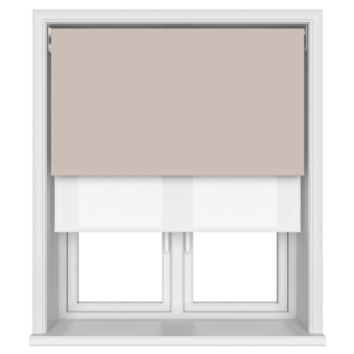 TradeChoice Blackout Beige Motorised Double Roller Blind
