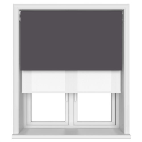 TradeChoice Blackout Dark Grey Motorised Double Roller Blind