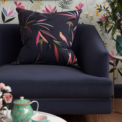 Sara Miller Bamboo Smokey Blue Cushion
