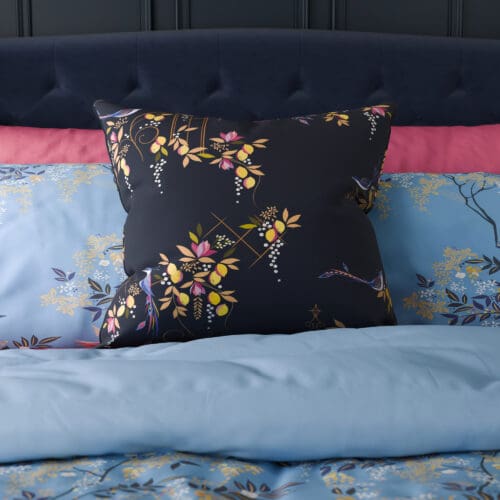 Sara Miller Birds & Gate Deep Navy Cushion
