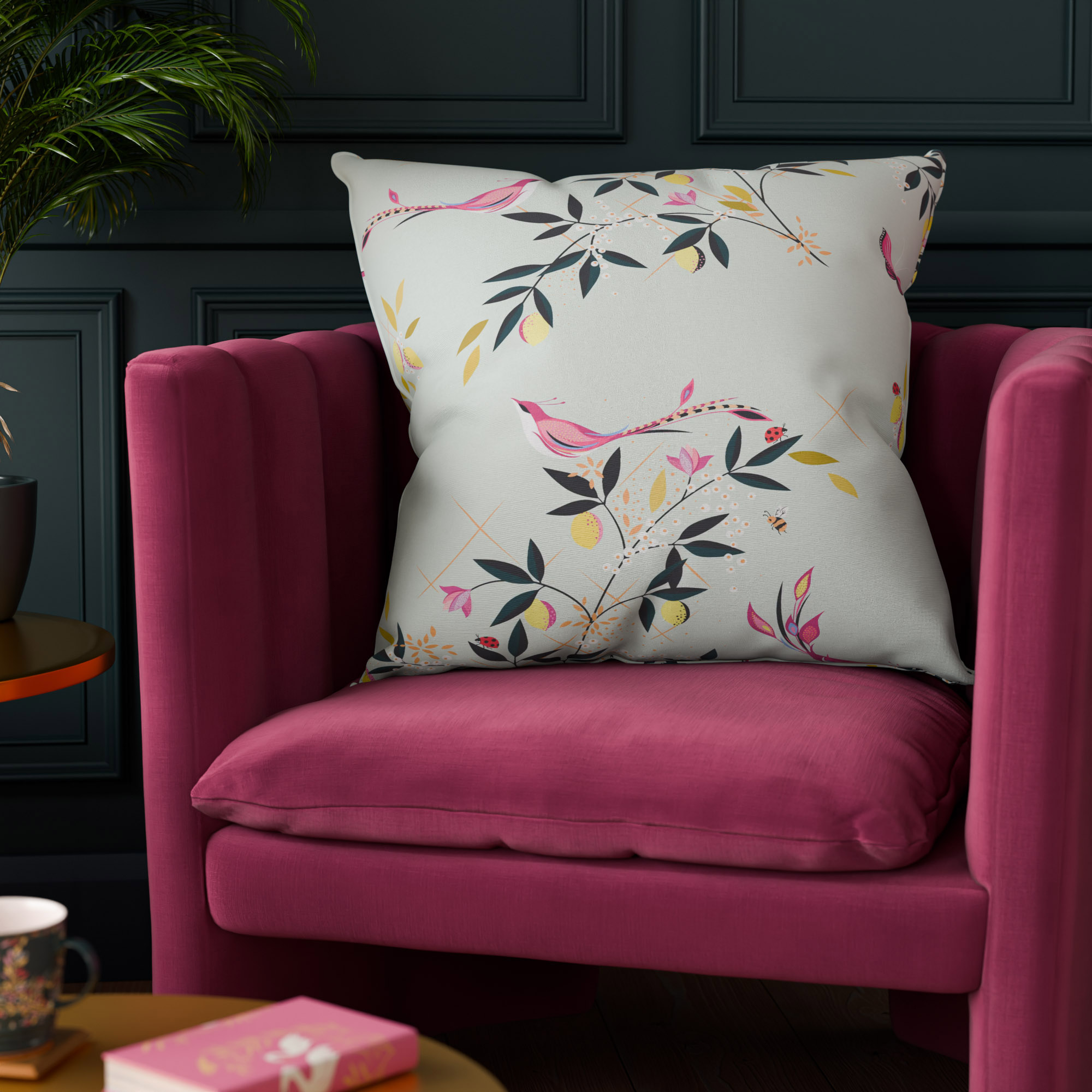 Sara Miller Birds & Trellis Duckegg Cushion