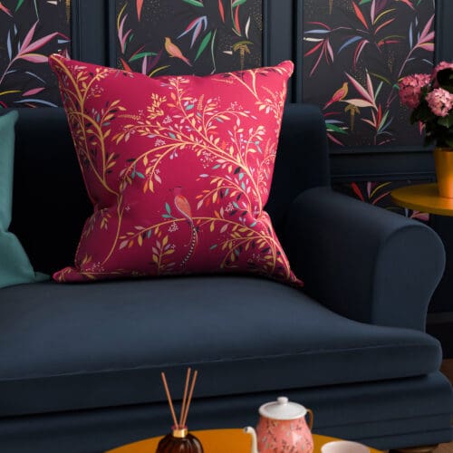 Sara Miller Birds of Paradise Fuchsia Cushion