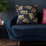 Sara Miller Etched Leaves Deep Navy Cushion