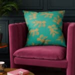 Sara Miller Etched Leaves Green Cushion