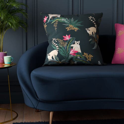 Sara Miller Lemur Forest Green Cushion