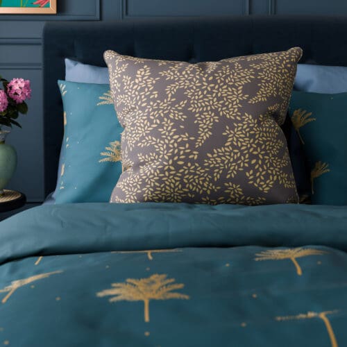 Sara Miller Little Leaves Smokey Blue Cushion