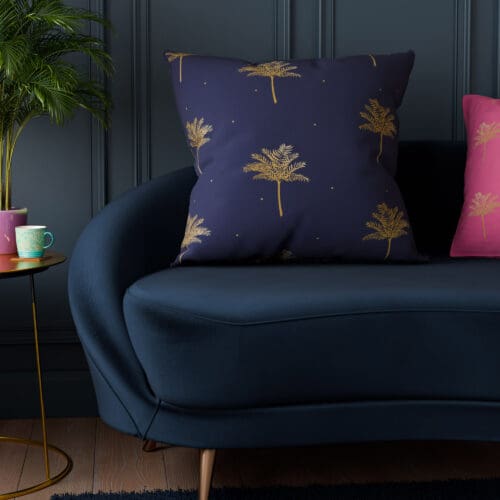 Sara Miller Small Palm Tree Navy Cushion