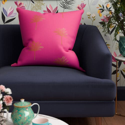 Sara Miller Small Palm Tree Pink Cushion