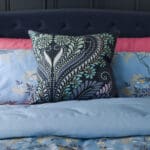 Sara Miller Peacock Filigree Petrol Cushion