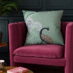 Sara Miller Peacock Filigree Sage Green Cushion