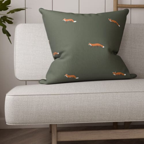 Sophie Allport Foxes Forest Green Cushion