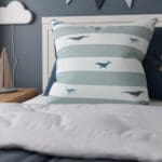 Sophie Allport Whale Stripe Deep Duckegg Cushion