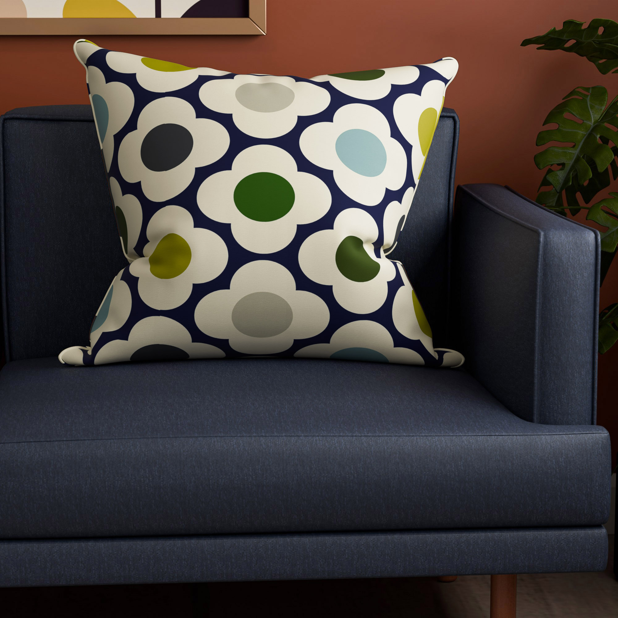 Orla Kiely Spot Flower Blue Multi Cushion