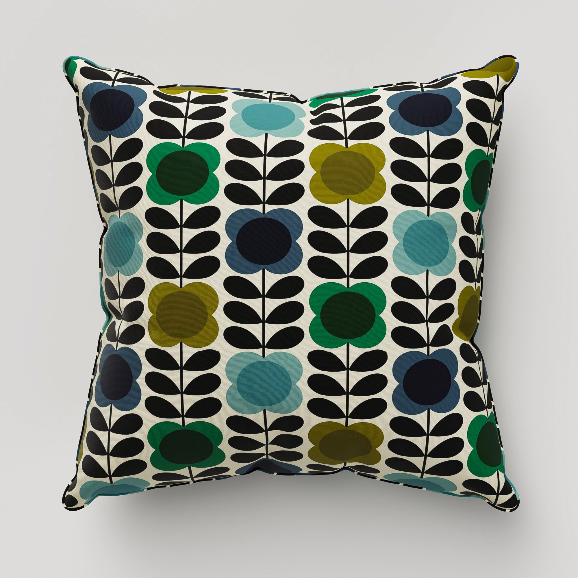 Orla Kiely Spot Flower Stem Blue & Green Cushion - Image 2