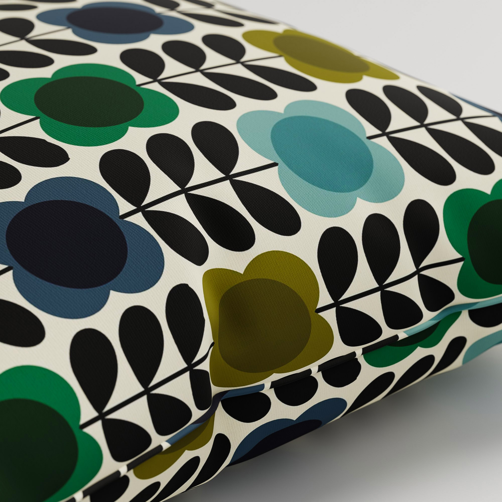Orla Kiely Spot Flower Stem Blue & Green Cushion - Image 3