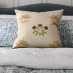 William Morris At Home Lily Flower Embroidery Madder Cushion