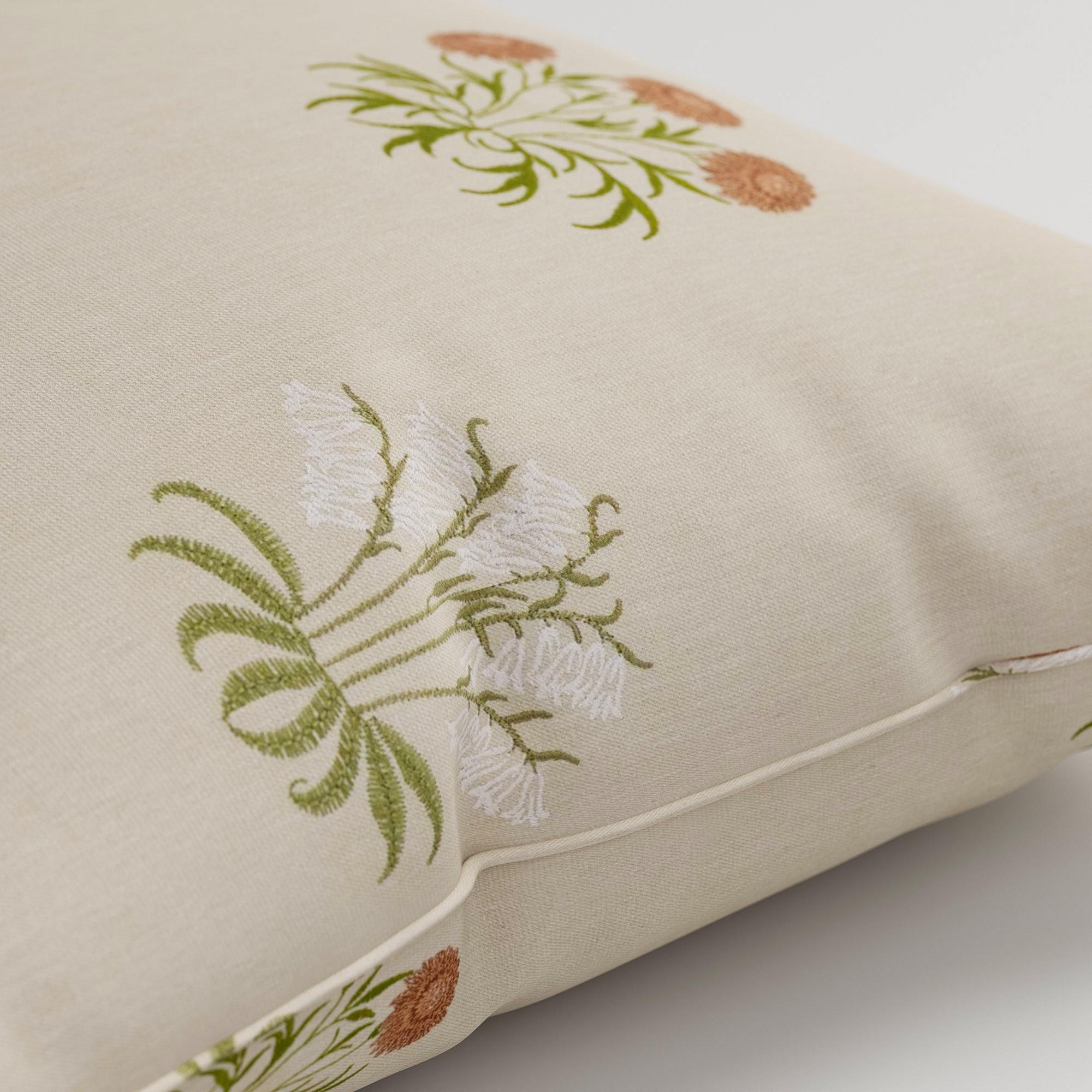 William Morris At Home Lily Flower Embroidery Nettle Cushion - Image 3