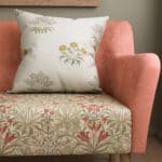 William Morris At Home Lily Flower Embroidery Ochre Cushion