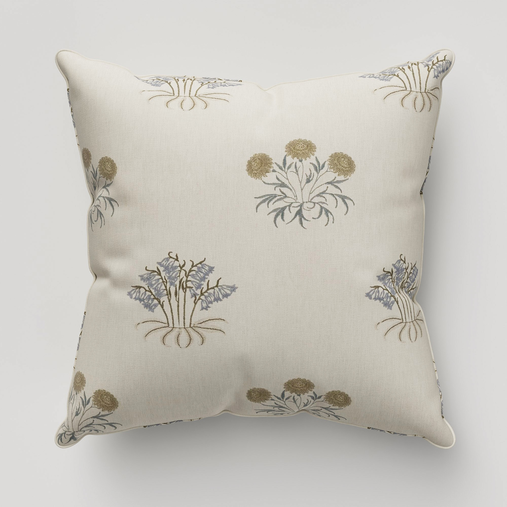 William Morris At Home Lily Flower Embroidery Woad Cushion - Image 2