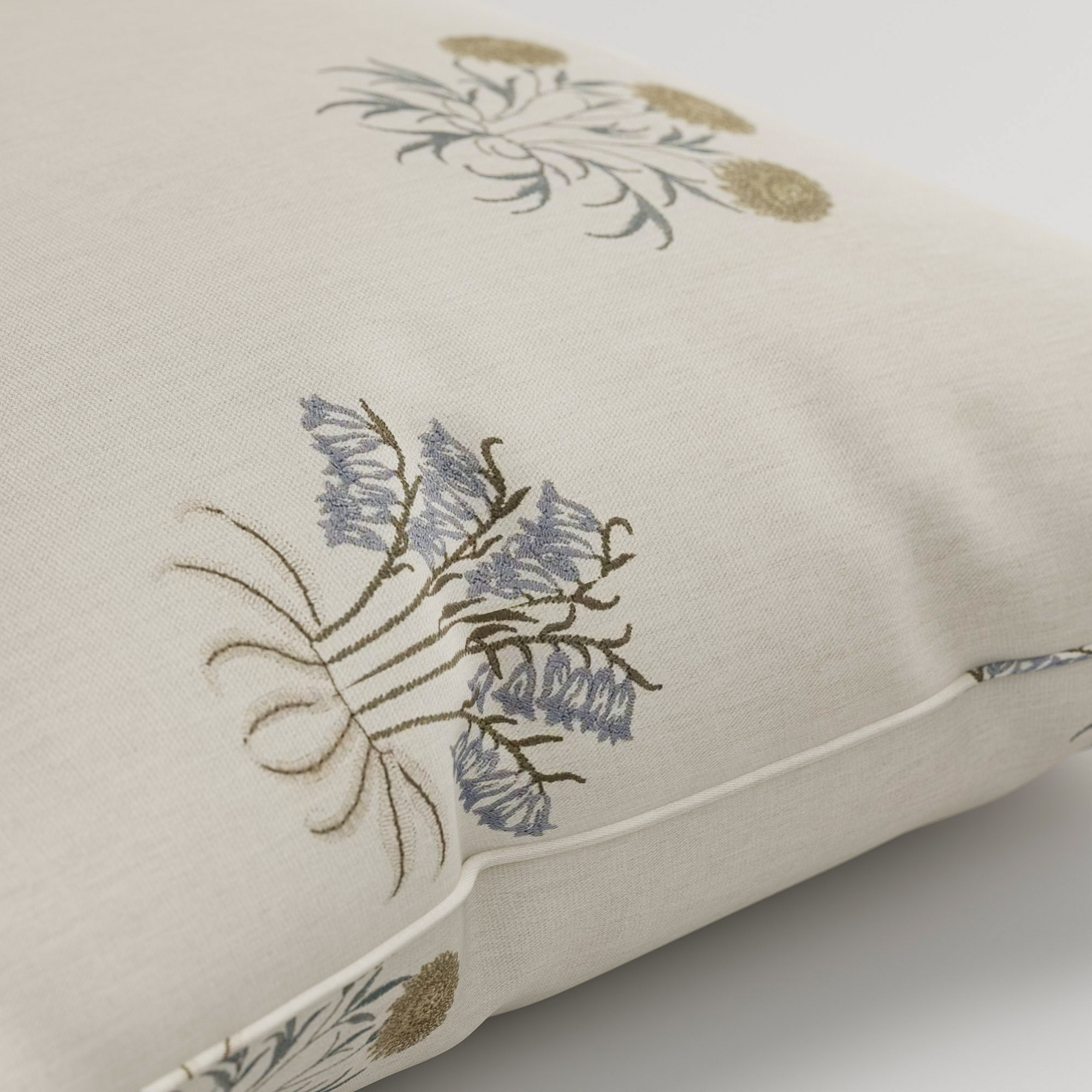 William Morris At Home Lily Flower Embroidery Woad Cushion - Image 3