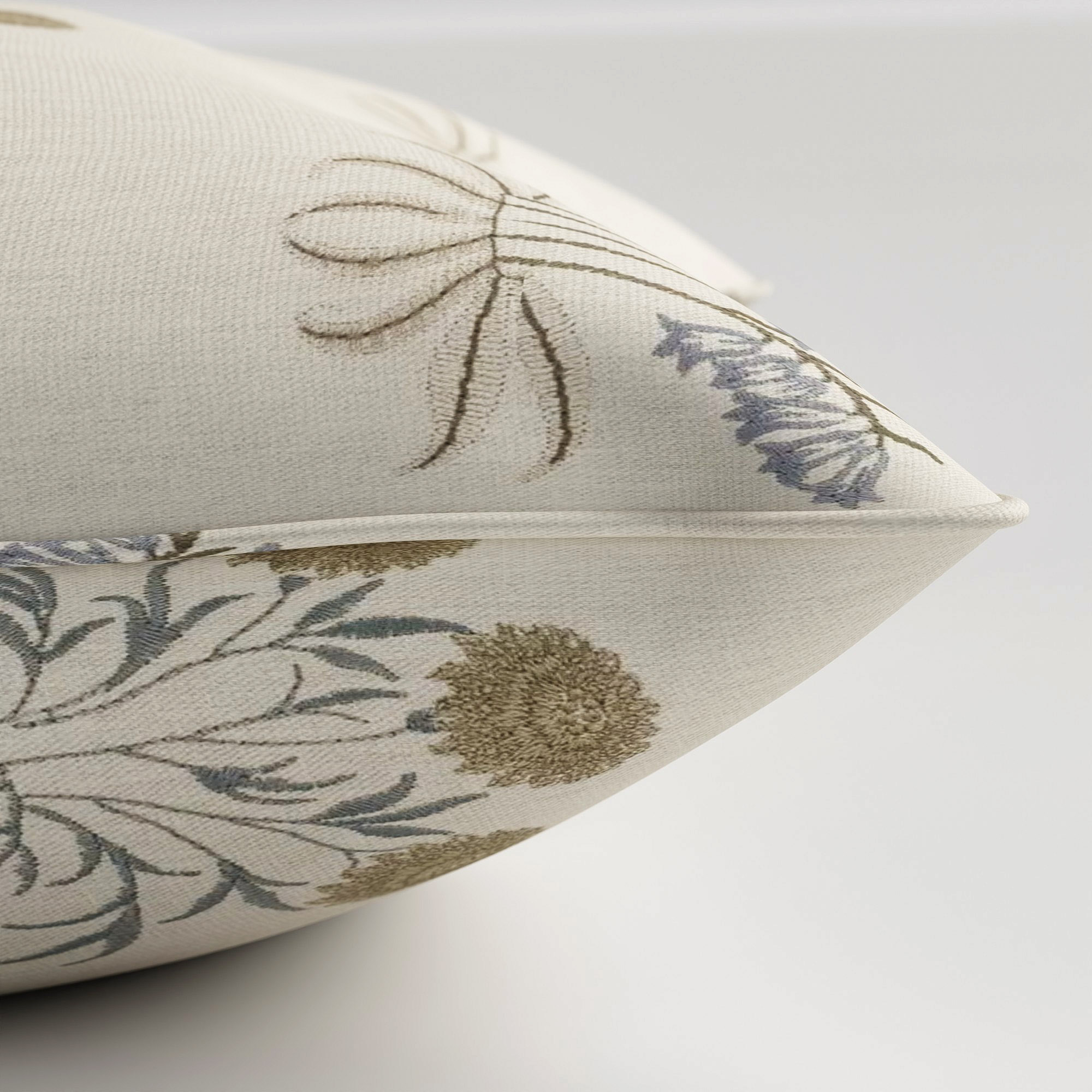 William Morris At Home Lily Flower Embroidery Woad Cushion - Image 4