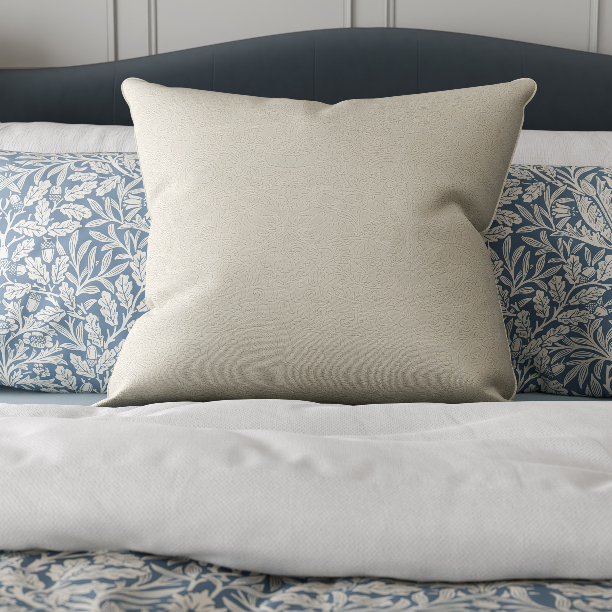 William Morris At Home Lodden Embroidery Chalk Cushion
