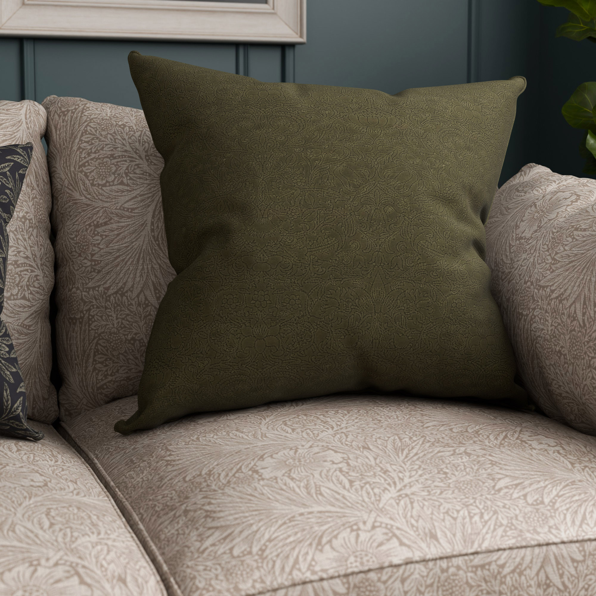 William Morris At Home Lodden Embroidery Sage Cushion
