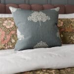 William Morris At Home Marigold Tree Embroidery Woad Cushion