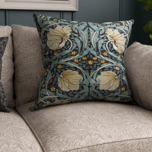 William Morris At Home Pimpernel Velvet Indigo Cushion