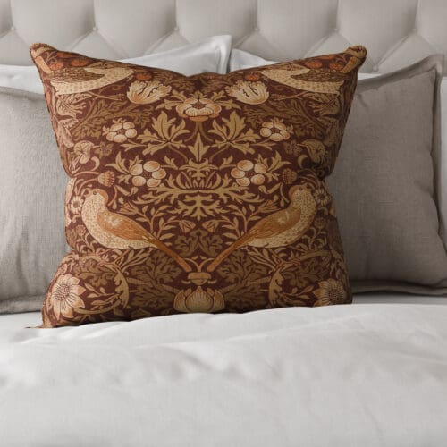 William Morris At Home Strawberry Thief Madder Cushion