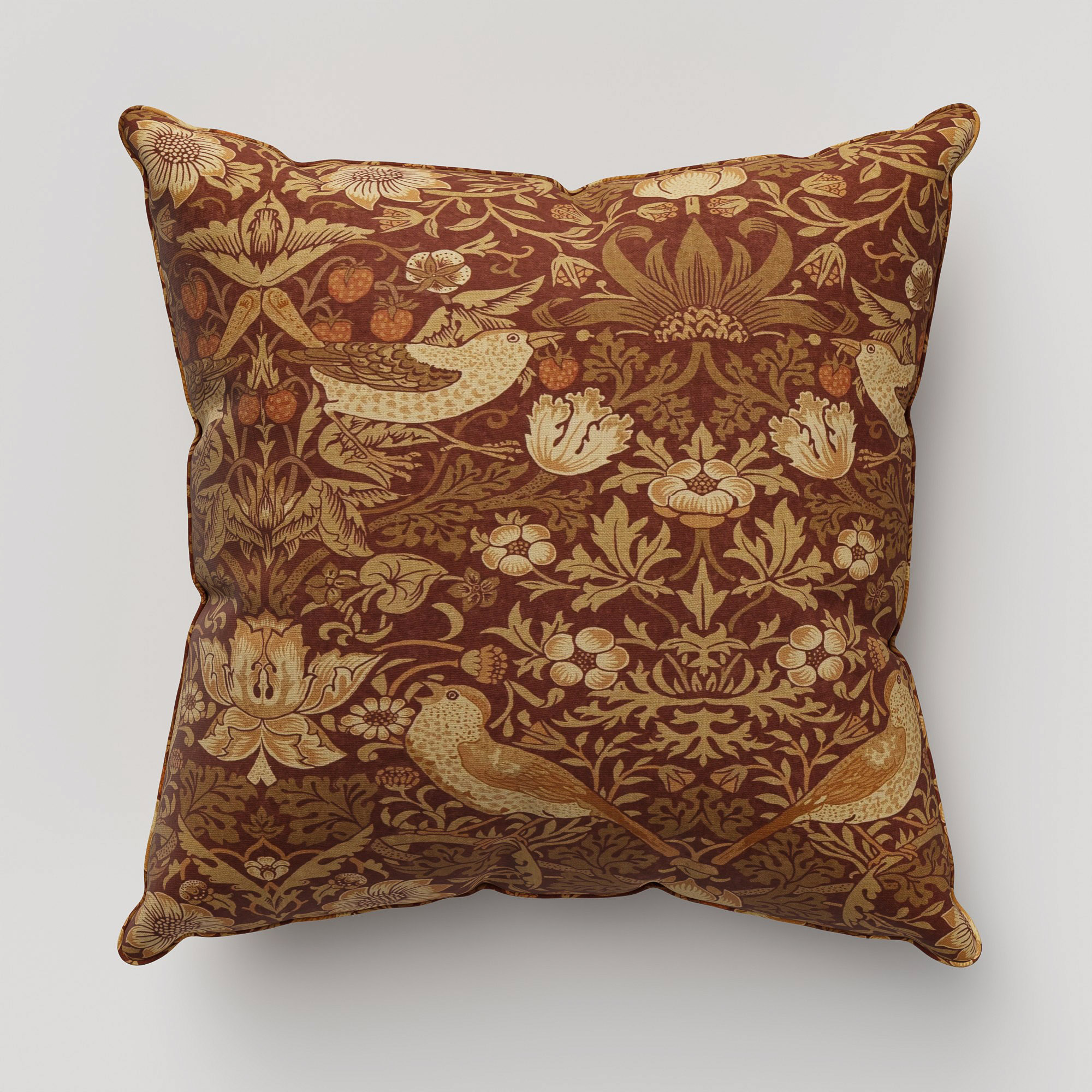 William Morris At Home Strawberry Thief Madder Cushion - Image 2