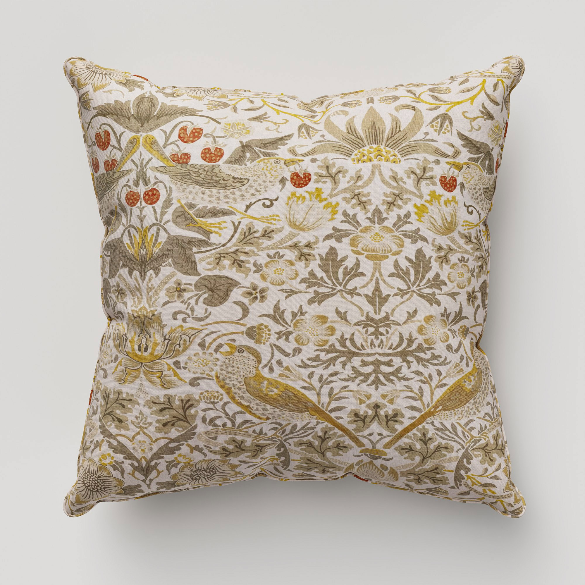 William Morris At Home Strawberry Thief Ochre Cushion - Image 2